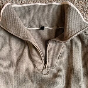 Ribbed Half-Zip Sweater in sage green, womens size L